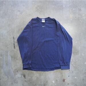 Vintage Y2K Nike Center Logo Navy Blue Long Sleeve Mens Size Medium
